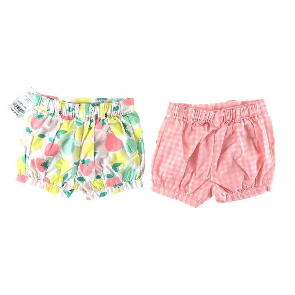 NWT Carter's Shorts Bloomers Fruit Checkered Summer Baby Girls 24 Month Set Of 2